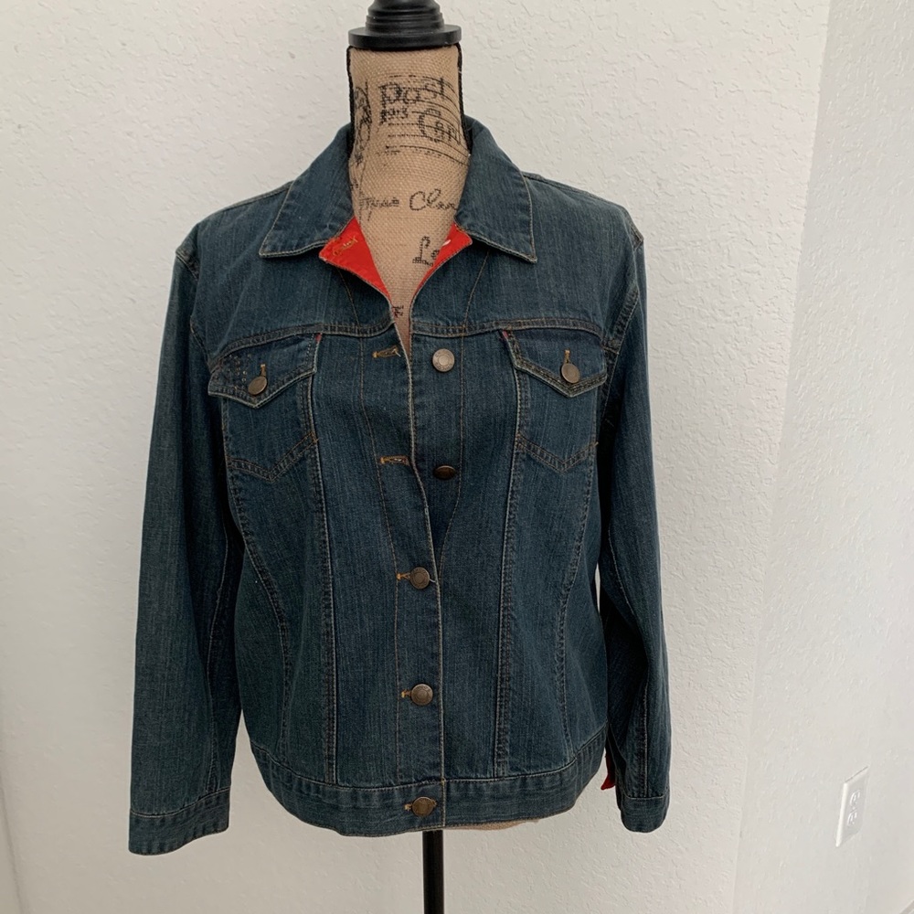 Chico's Love Denim Jacket Embellished  size 1